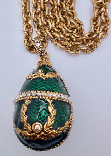 Green guilloche enamel faberge - green,