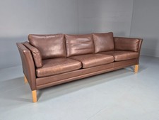 Vintage 3 Seater Brown Leather Sofa Danish Mid Century Style EB8745 M3SS