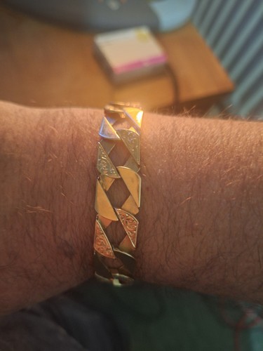 9ct gold mens curb bracelet - 9ct,