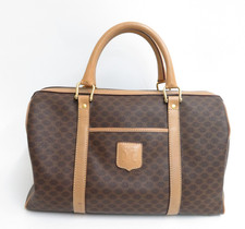 Authentic CELINE Leather Vintage Macadam Boston Bag Hand Bag #42033