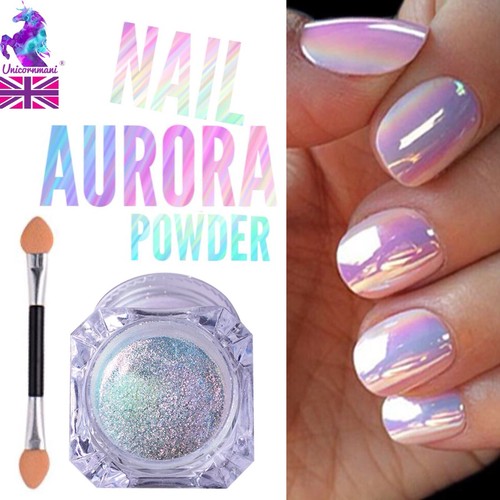 Aurora nail powder - powder, mirror