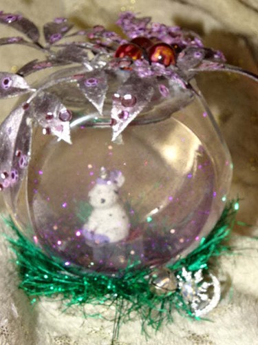 Handmade glass jar snow globe - glass,
