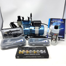 TC-320 ROHS Airbrush Compressor Kit w/ 3 Airbrushes, Paints, Cleaner & Guide