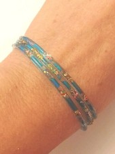 3 Blue Glitter Stacking Bangle
