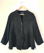 OSKA Black Asymmetric Quirky Lagenlook Arty Boxy Wool Blend Jacket Size I