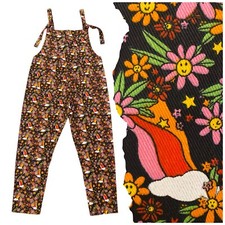 🌼🌈⛅ Ladies/Women's Daisy Cloud & Rainbow Heavy Twill Dungarees ⛅🌈🌼