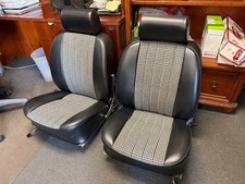 Early Porsche 911 seats (65-73), restored, houndstooth wool inserts & headrests