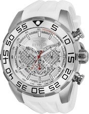 Invicta 26299 Men's 'Speedway' Quartz Stainless Steel and Silicone White Watch