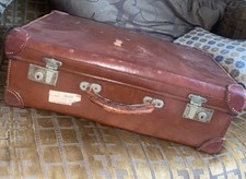 Vintage Harrods London Leather Travel Case Suitcase Overnight 
