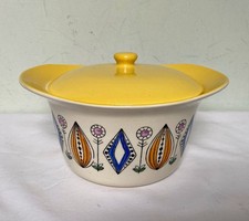 EGERSUND Norway Vtg 50s 60s Kongo Yellow Round Casserole Dish 17cm Retro MCM VGC
