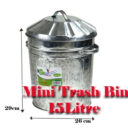 Galvanised metal bin - bin, home