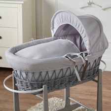 Moses Basket Baby Grey Wicker