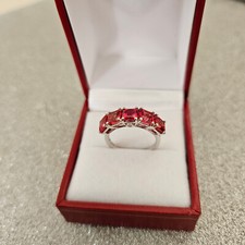 Lab Created Padparadscha Sapphire & Zircon ring in platinum over Sterling Silver