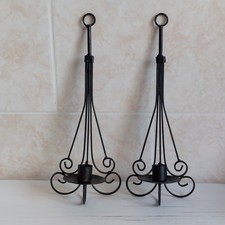 Wall Sconce Candle Holder X2 Black Metal Candlestick Wall Hanging Rustic Gothic