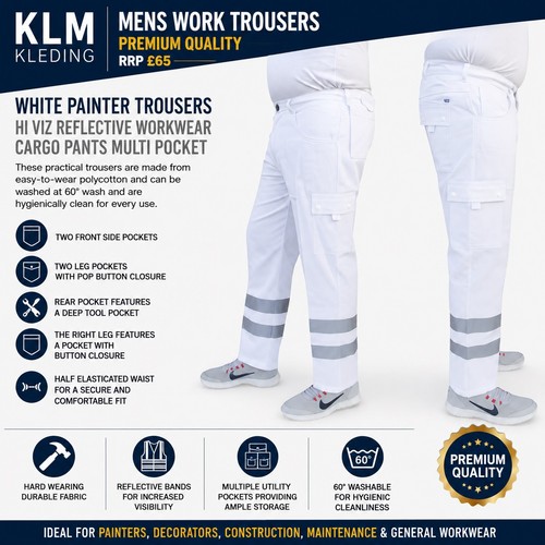 Mens white painter trousers - white,