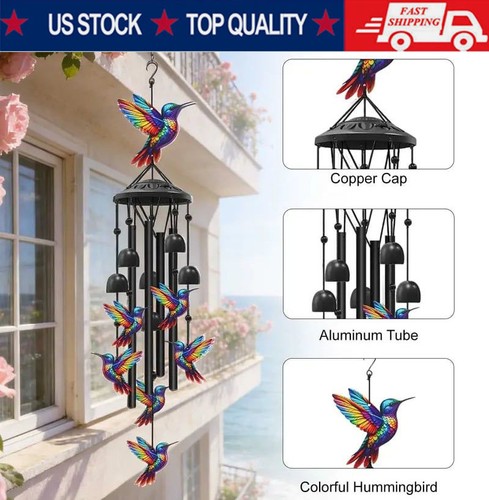 Large hummingbird wind chimes - large,