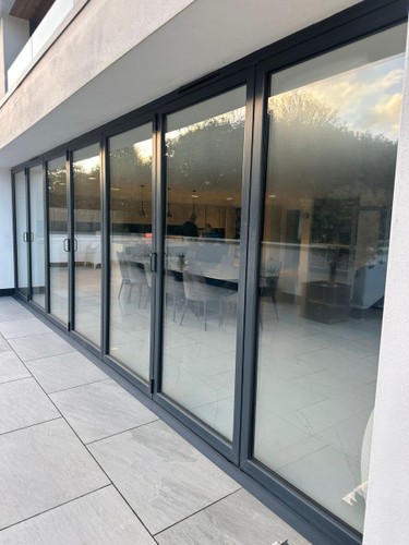 Grey aluminium bifolding doors - grey,
