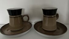 Pair Of Denby Country Cuisine Long Coffee Cups With  Saucers
