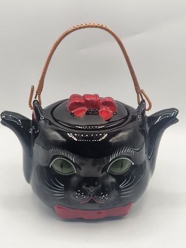 Shafford black cat teapot - black,