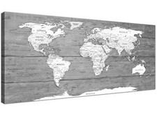 Large Black White Map of World