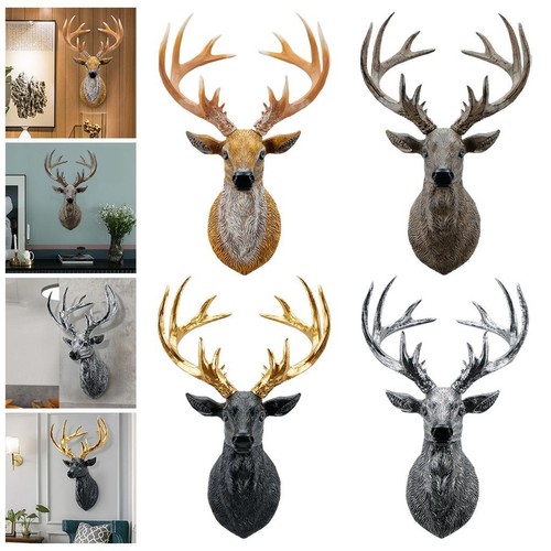 Deer head antlers statue - deer,