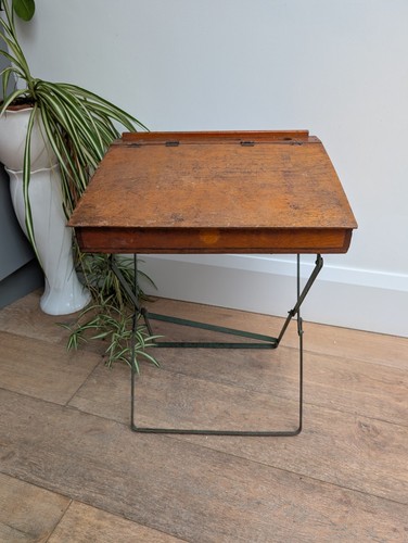 Vintage wooden school desk - wooden,