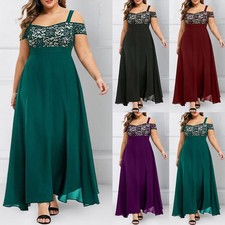 Plus Size Women Sexy Maxi Dress Evening Cocktail Prom Party Strappy Ball Gown