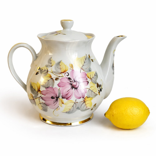 Large vintage porcelain teapot - vintage,