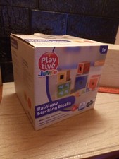 Playtive Junior Wooden Rainbow Stacking Towers Blocks Learning Aid 