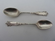 Pair Edward VII silver coffee / demitasse spoons J Rogers  Sheffield 1909 28 gms