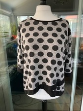 Luca Vanucci Women's Jumper Top XL Black grey Polka Dots Light Weight