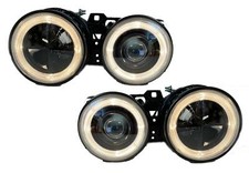 RHD LHD Headlight Pair Angel Eyes Clear Black For BMW 3 Series E30 82-94