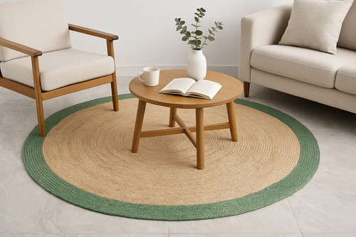 Round rug natural jute - round, braided