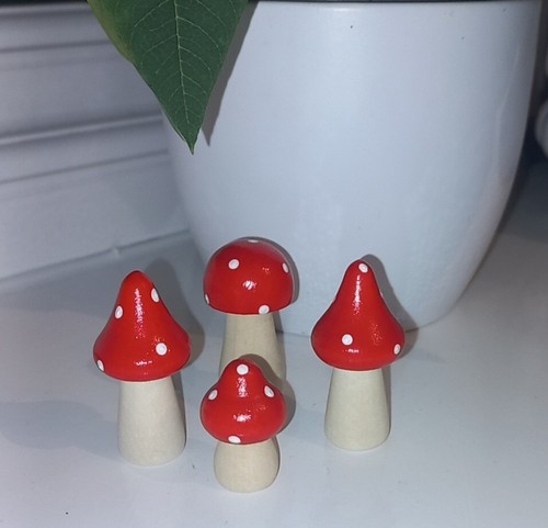 Red wooden toadstools - wooden,