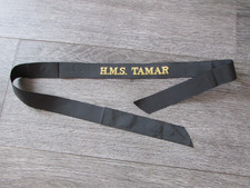 H.M.S Tamar Royal Navy Naval Cap Band Tally