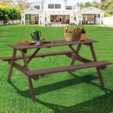 Picnic Table Set With 4 Seater Bench BBQ Beach Outdoor Deck Garden Park Wooden