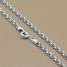 Sterling Silver Rolo Chain Necklace 925 Silver Belcher Rollo 3mm 16 - 34 Inches
