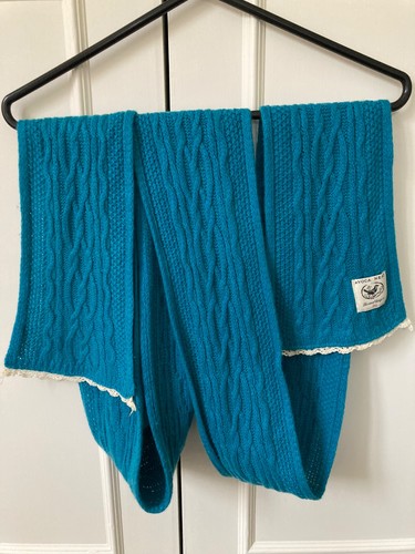 Womens teal scarf with lace