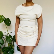 Zara Cream Draped Mini Dress