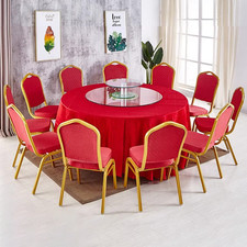 4 Set Banquet Dining Chairs Set Knocker Back Red Metal Party Wedding Hall Chruch