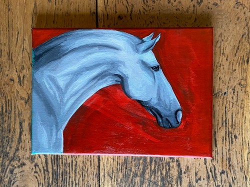 Acrylic horse portrait hand - portrait,