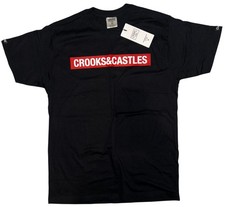 Crooks & Castles Men's Black Red Box Logo T-Shirt Size Medium