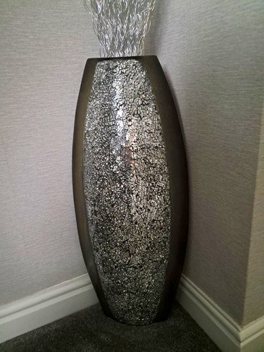 Silver black textured glass - silver, &