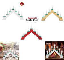 Wooden Christmas Candle Bridge 7 LED Light Up Arch Window Xmas Decoration Lights