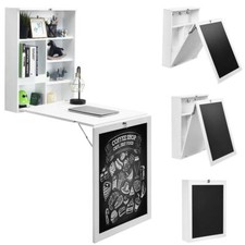 Wall Mounted Computer Table Fold Out Convertible Desk w/Chalkboard Floating Desk