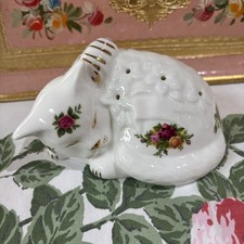 ROYAL ALBERT Old Country Roses SLEEPING CAT Pot Pourri Pomander ❤️England 