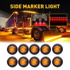 10X Mini 3/4" Round 3 Amber LED Side Marker 12V Trailer Truck Bullet Lamp Bulbs