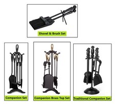 Fireplace Companion Set 5 Piece Fire Tool Vintage Fireside Place Twisted Iron