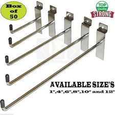 50x SLATWALL HOOKS ACCESSORY SINGLE PRONG SHOP DISPLAY 1"4"6" 8" 10" 12"