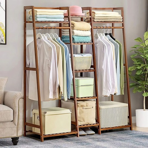 Wooden clothes rail rack - clothes,